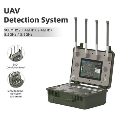 Portable Drone Detector | 5 km Detection Radius, 10 km Coverage | 900 MHz / 1.4 GHz / 2.4 GHz / 5.2 GHz / 5.8 GHz| 24/7 Anti-Drone Security System & Defense System