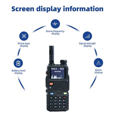 2km Handheld Drone Detector 300M~6Ghz Full Frequency Alarm 1.5G 2.4G 5.2G 5.8G UAV FPV Dji Dron Detect System Detector